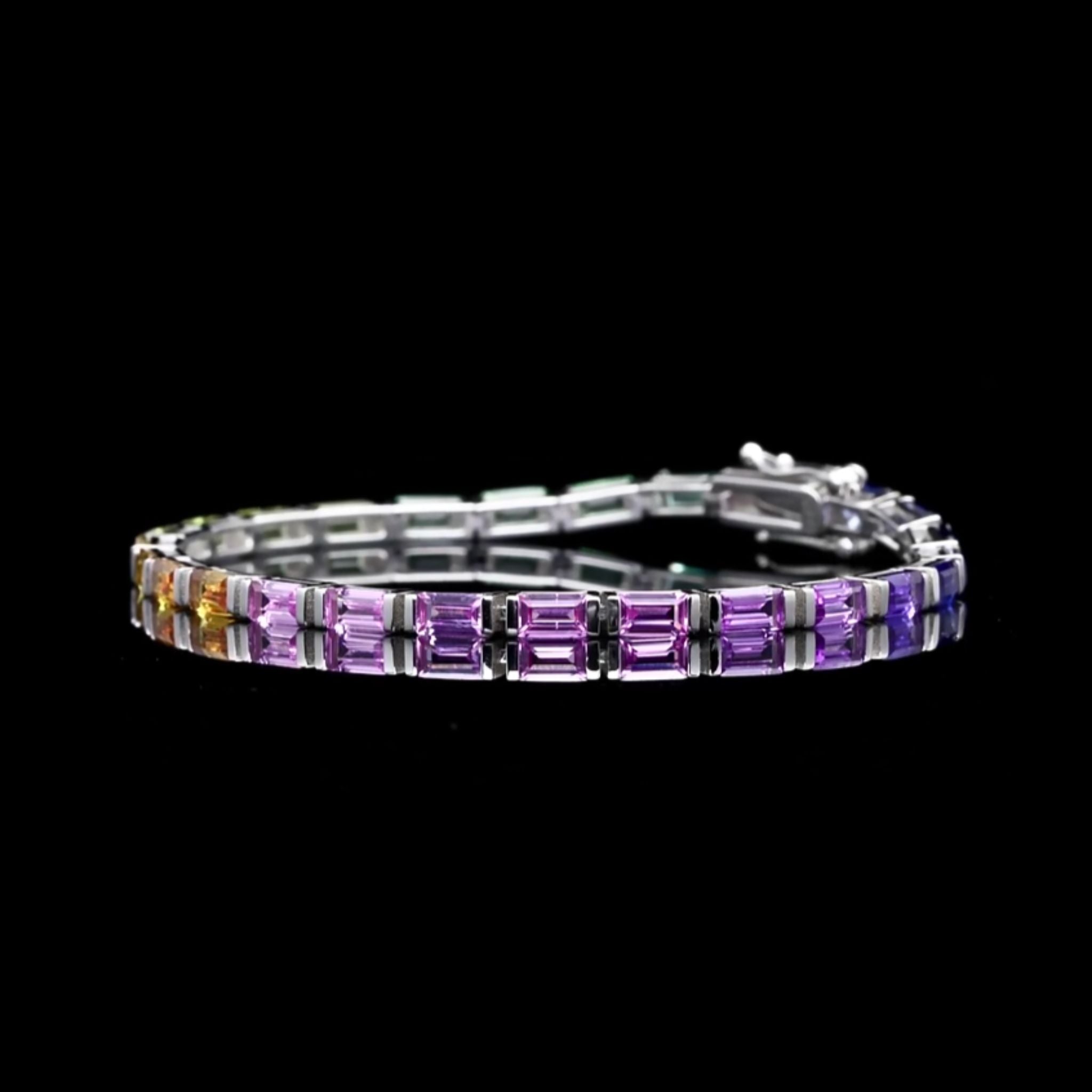 ÉCLATINE  Baguette-Cut Rainbow Tennis Bracelet