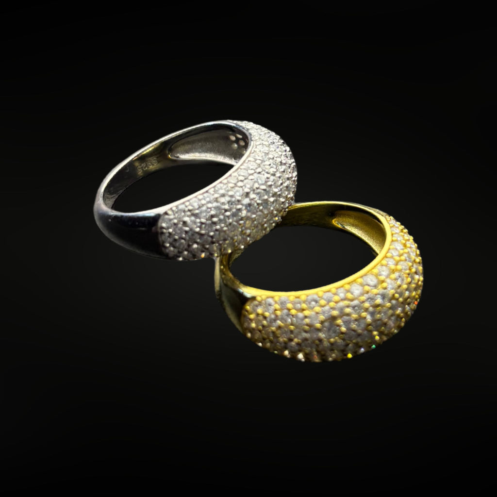 *Now Available in Gold -  ÉCLATINE Luxe Pavé Dome Moissanite Ring | Statement Sparkle