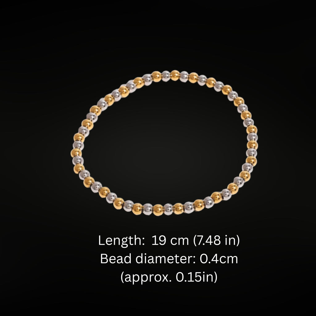 ÉCLATINE NYC Gold & Silver Beaded Bracelet Set (Elastic · 3 Sizes)