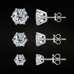 ÉCLATINE Classic 6-Prong Moissanite Stud Earrings (1ct / 2ct / 3ct Each · Yellow Gold & Rhodium Plated)