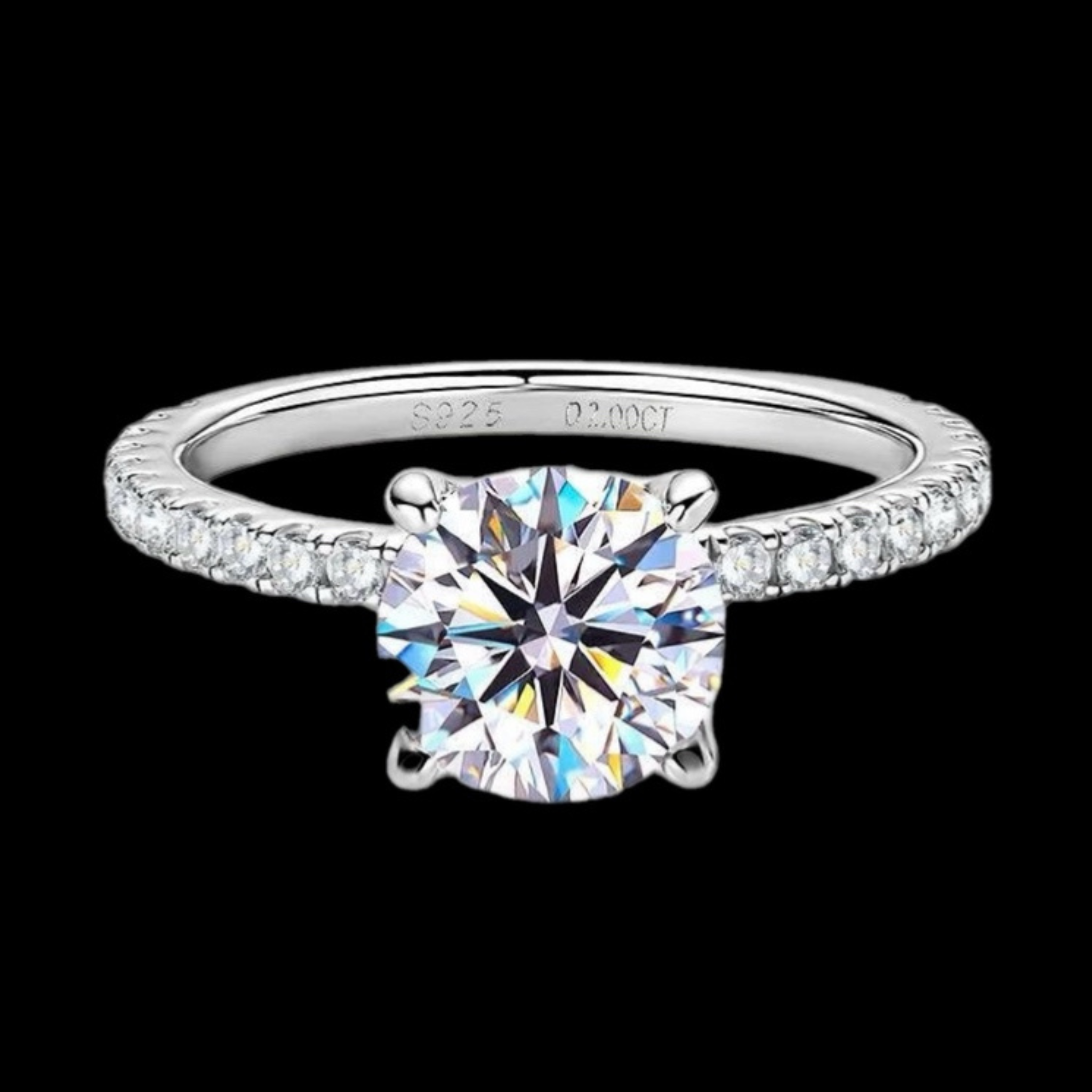 ÉCLATINE Classic 2.0CT Moissanite Solitaire Ring (925 Silver, Gold Plated)