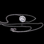 ÉCLATINE 10K Solid White Gold Classic Halo Necklace | 6.5mm