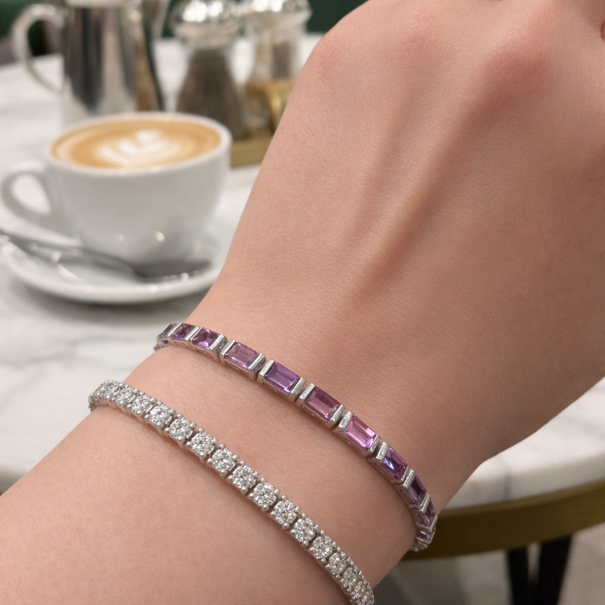 ÉCLATINE  Baguette-Cut Rainbow Tennis Bracelet