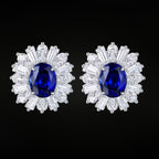 ÉCLATINE Royal Halo Earrings | Lab Sapphire Lab Ruby