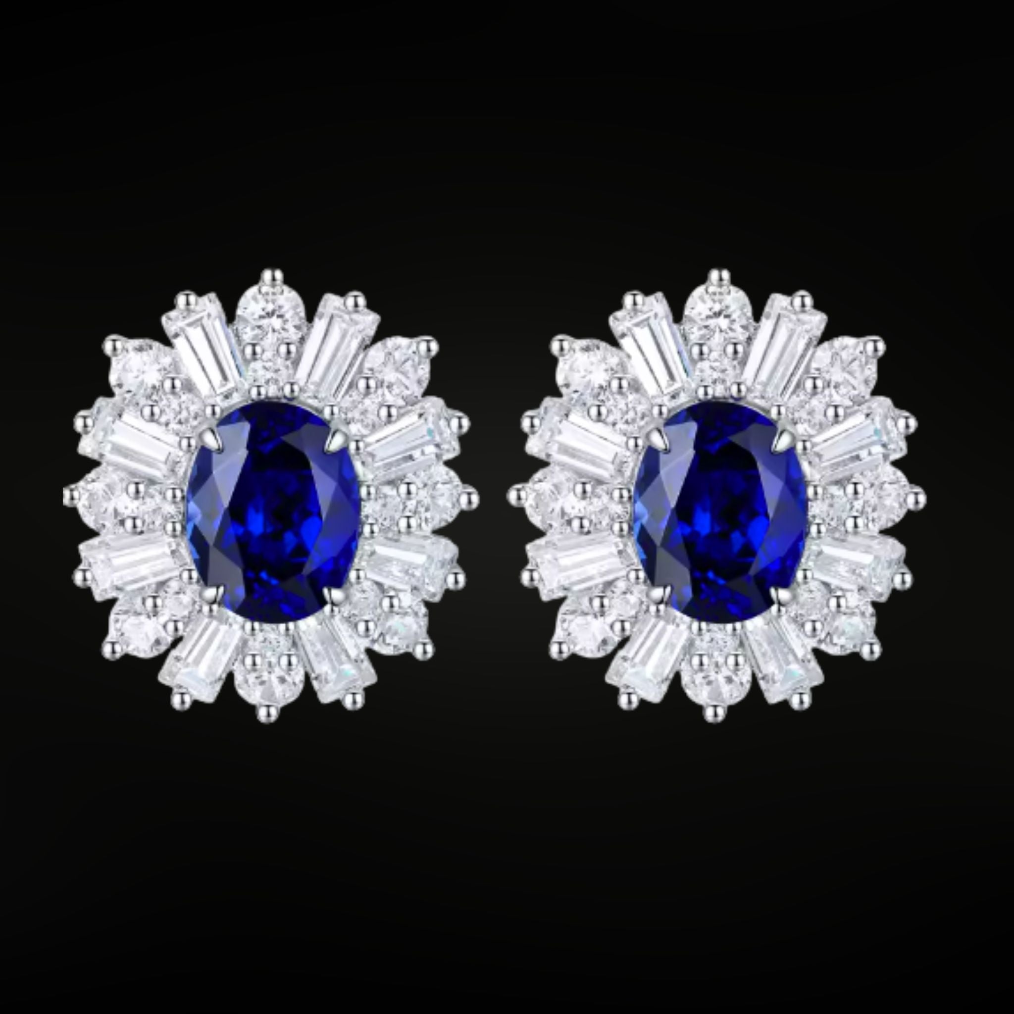 ÉCLATINE Royal Halo Earrings | Lab Sapphire Lab Ruby