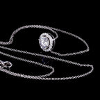 ÉCLATINE 10K Solid White Gold Classic Halo Necklace | 6.5mm