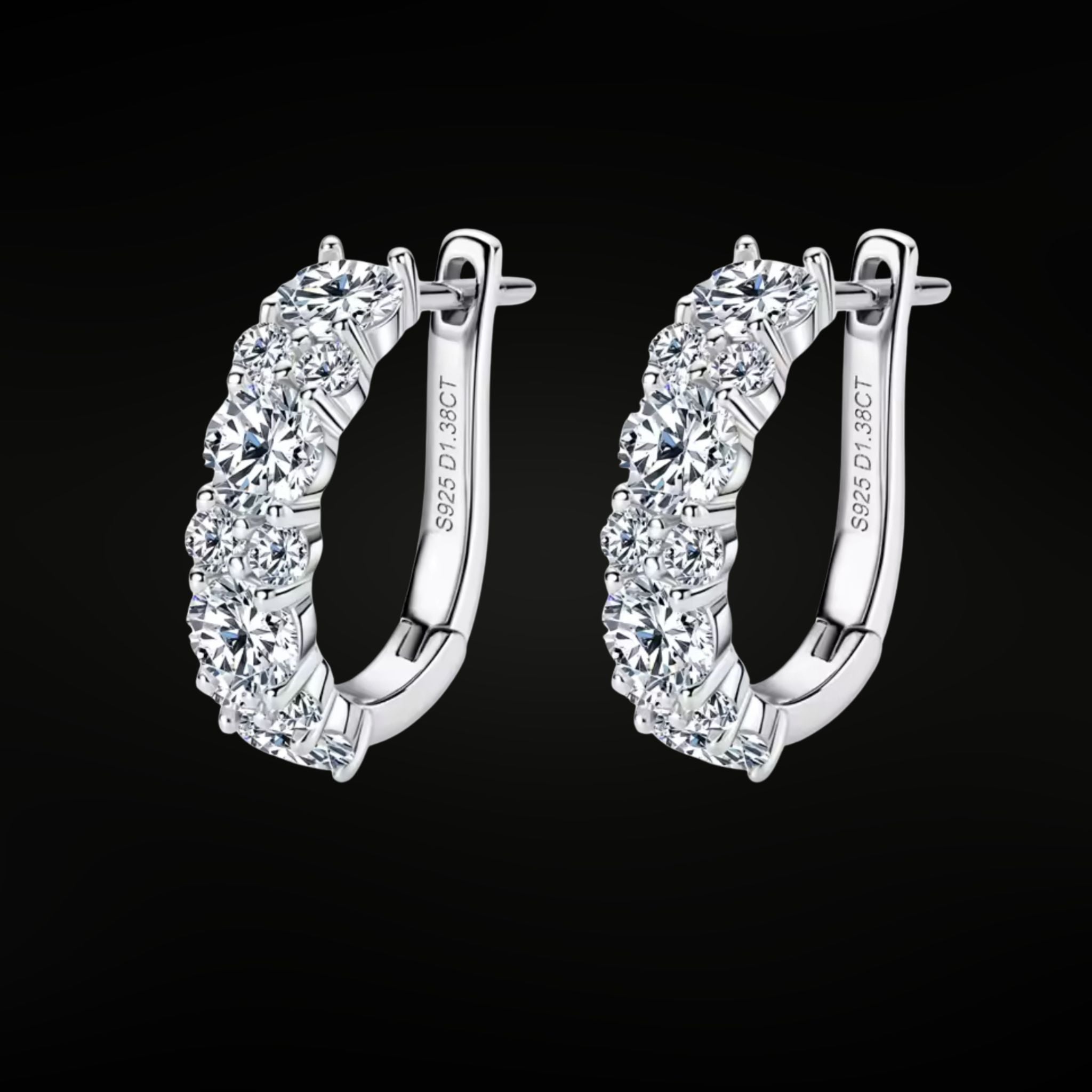 ÉCLATINE  2.76ct D Color VVS1 Moissanite Hoop Earrings · 925 Silver