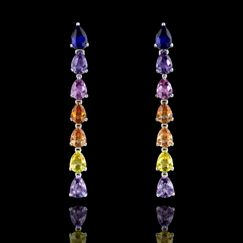 ✦ÉCLATINE Made|  Rainbow Drop Earrings | Lab-Grown Sapphire