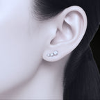 ÉCLATINE Trio 3-Stone Moissanite Earrings (925 Silver · White Gold Plated)