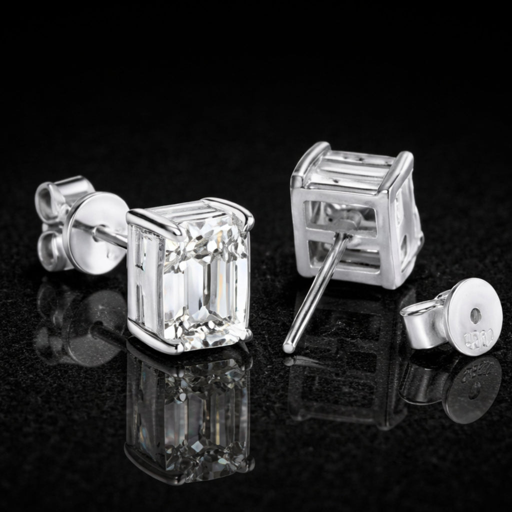 •ÉCLATINE Classic Emerald Cut Studs Earrings (5×7mm / 6×8mm)