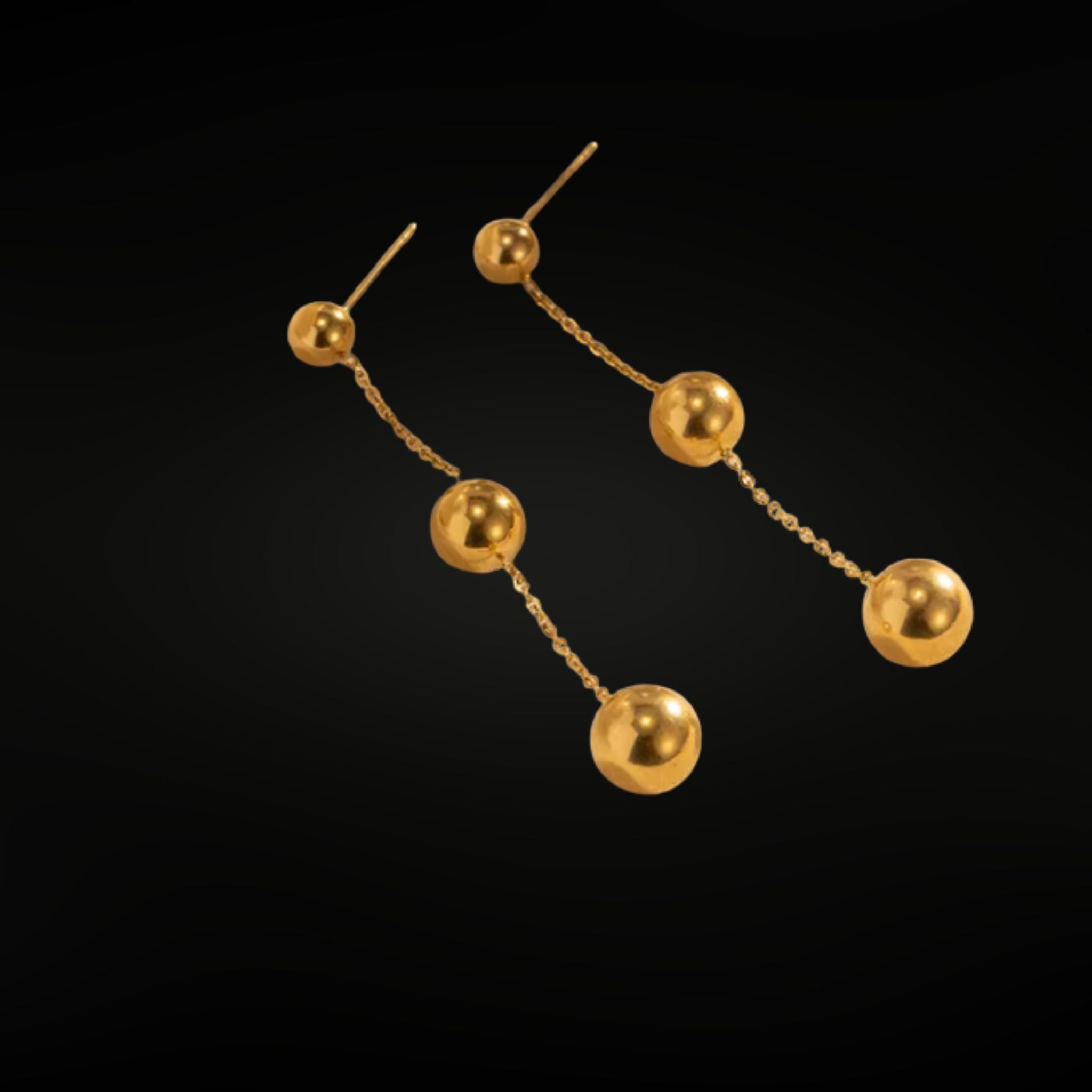 ÉCLATINE Time Square Ball Drop 18K Gold Plated  Earrings (Waterproof · Hypoallergenic)