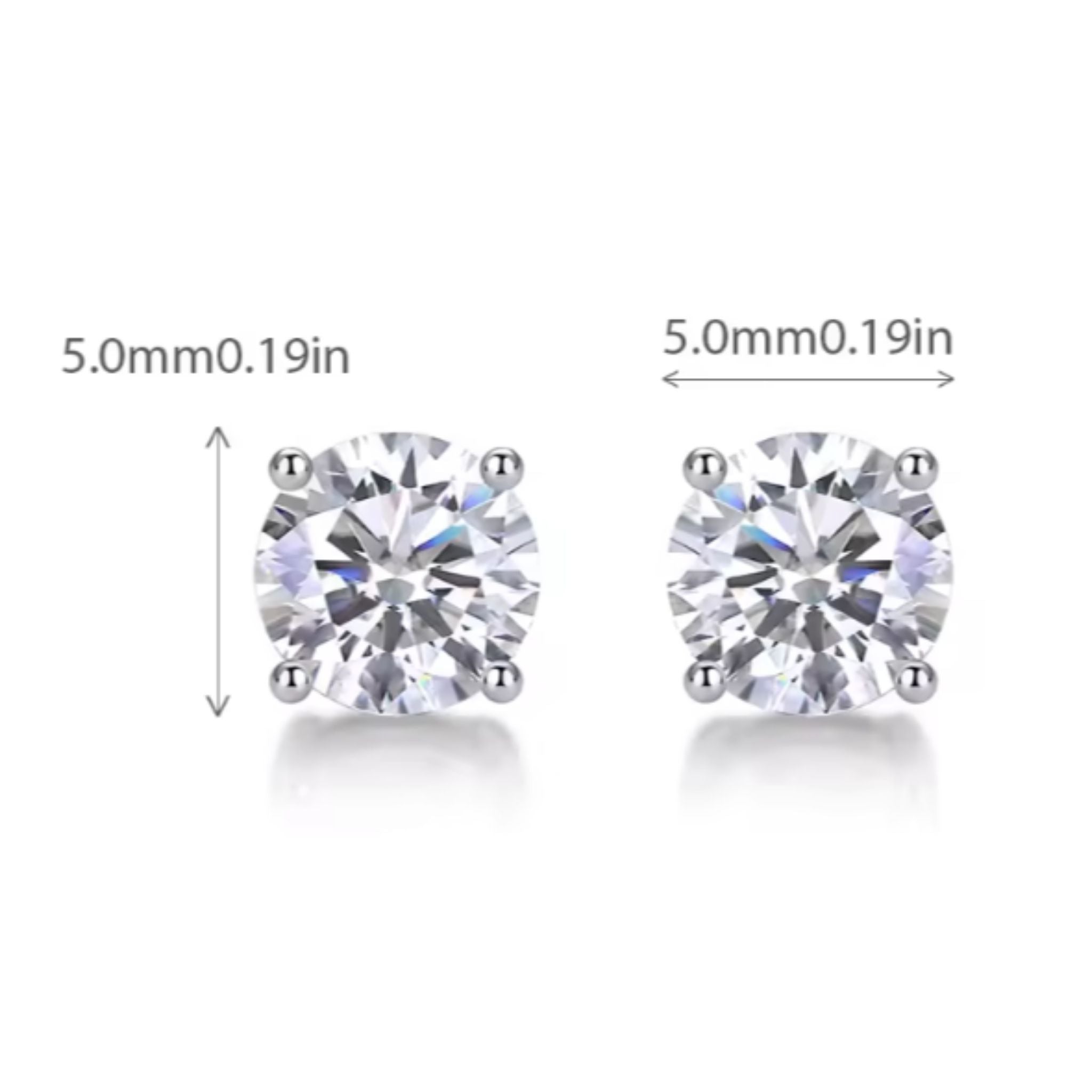 ÉCLATINE Classic 0.5 ct  Moissanite Stud Earrings (925 Silver · 4-Prong)