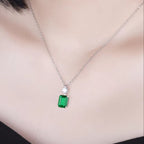 ✦ÉCLATINE Made |Emerald-Cut Lab Emerald Necklace & Earring Set