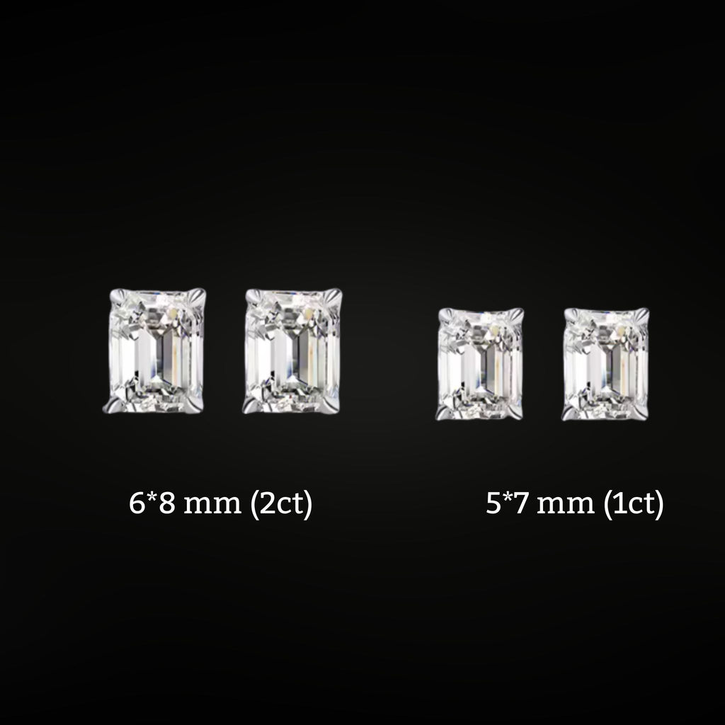 ÉCLATINE Classic Emerald Cut | Studs Earrings (5×7mm / 6×8mm)