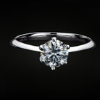 3ct round brilliant moissanite solitaire ring in rhodium-plated sterling silver