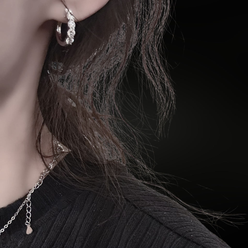 mini hoop ring moissanite silver 