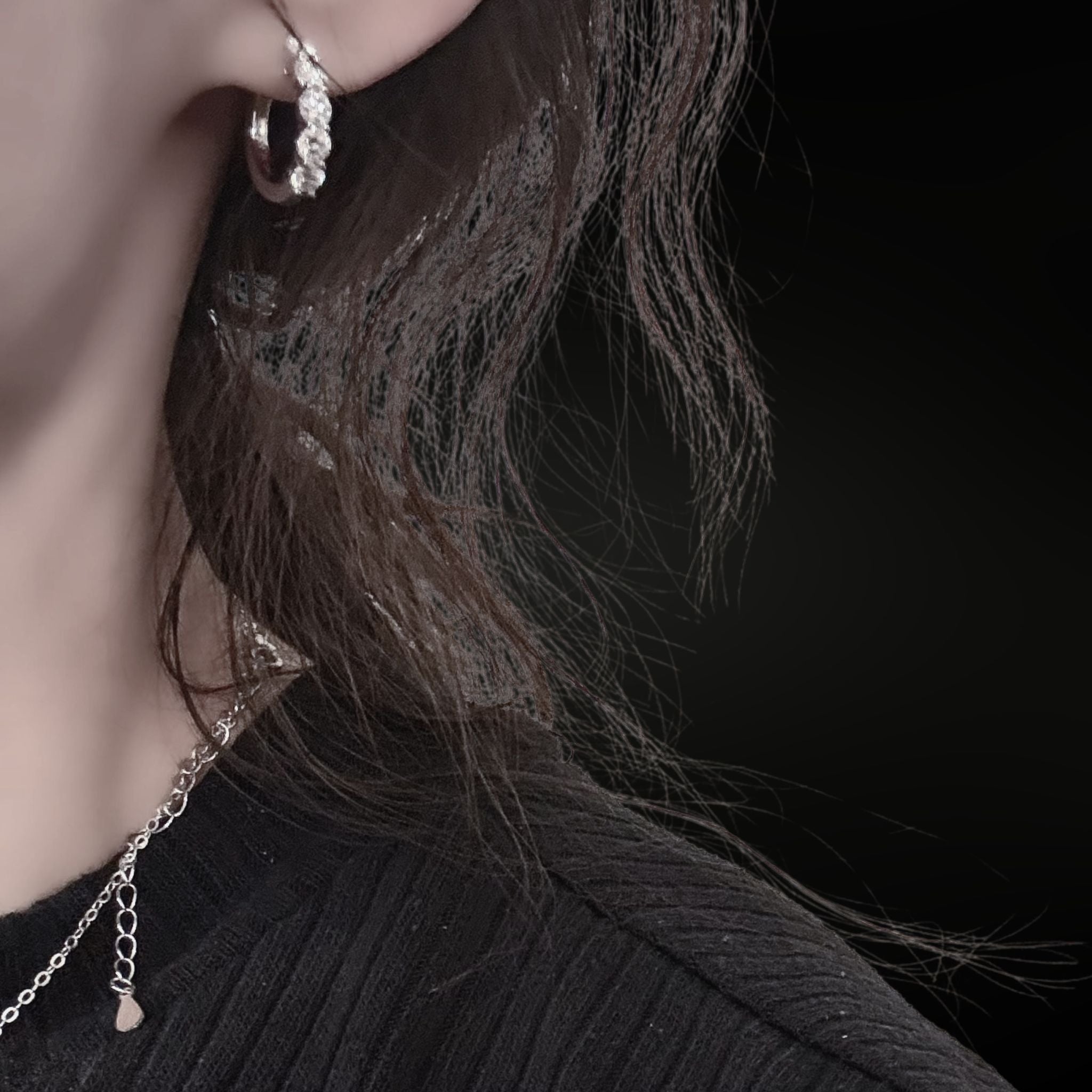 mini hoop ring moissanite silver 