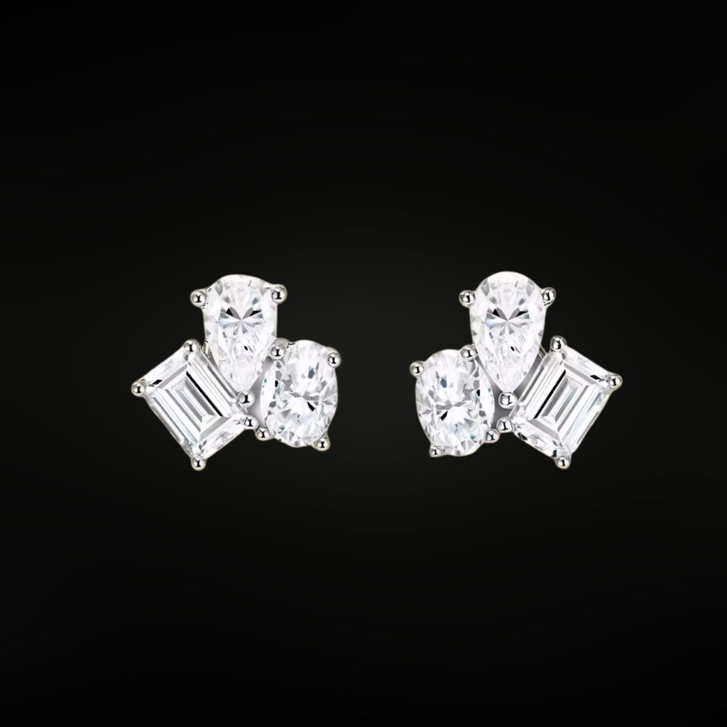 ÉCLATINE Signature Three-Stone Stud Earrings