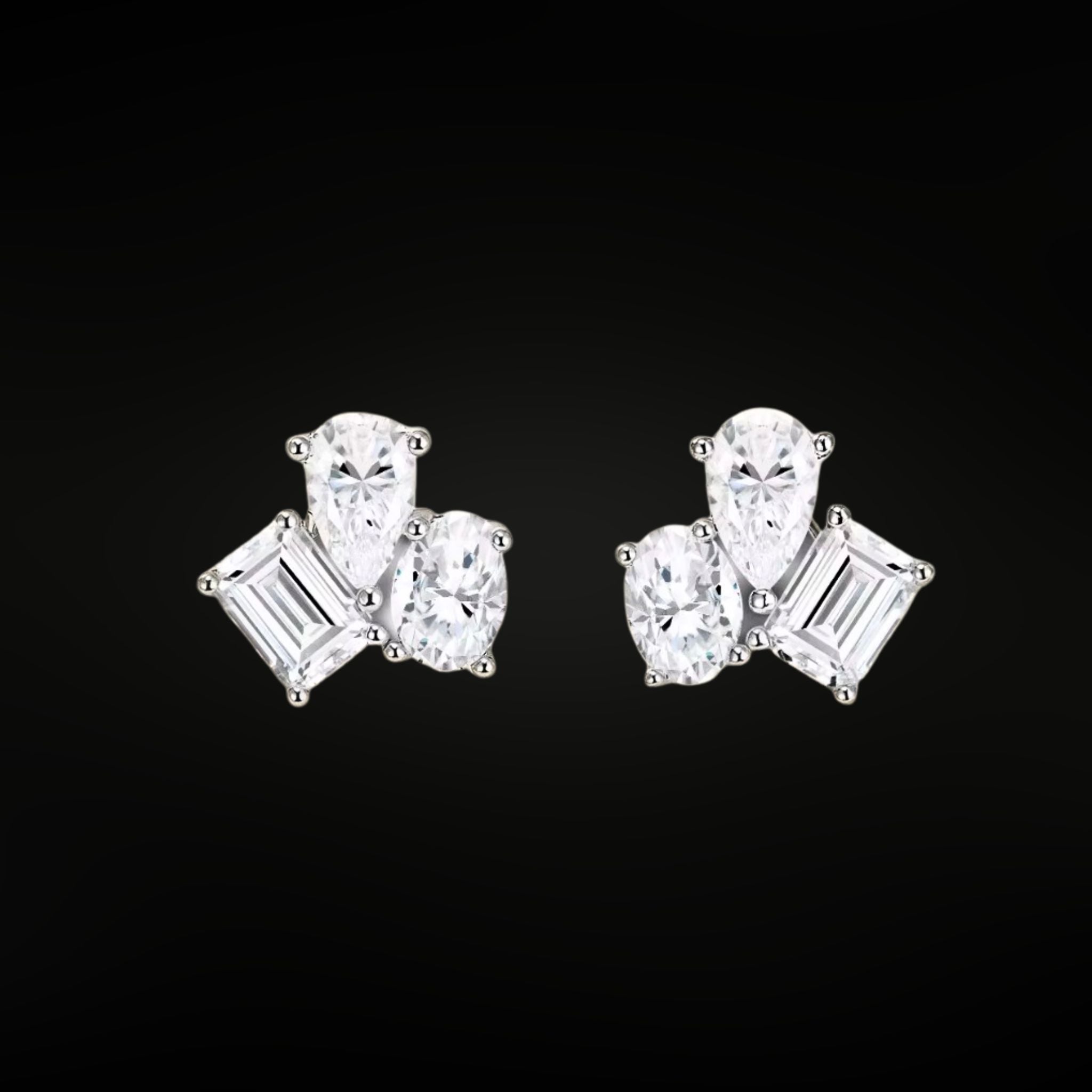 ÉCLATINE Signature Three-Stone Stud Earrings