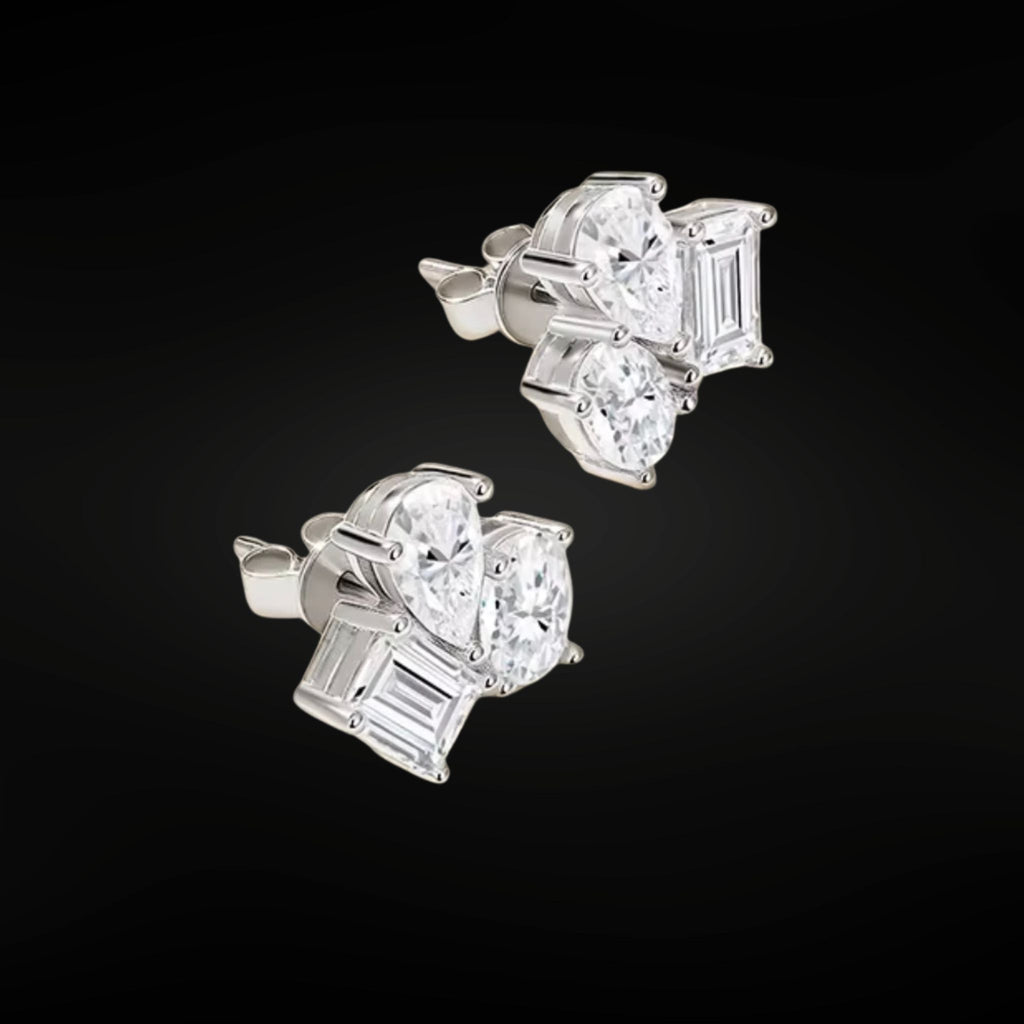 ÉCLATINE Signature Three-Stone Stud Earrings