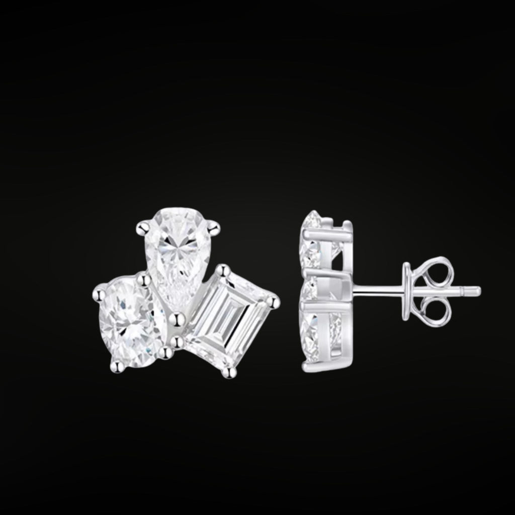 ÉCLATINE Signature Three-Stone Stud Earrings