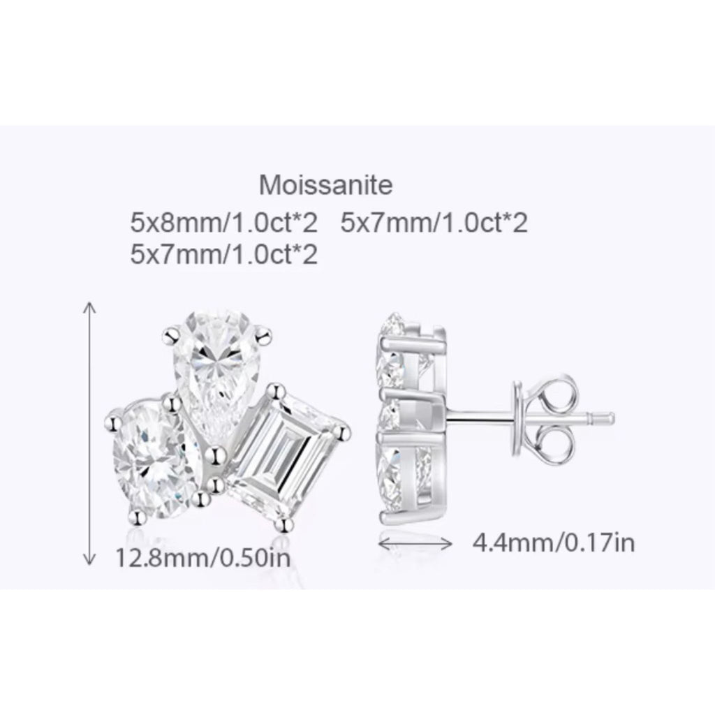 ÉCLATINE Signature Three-Stone Stud Earrings
