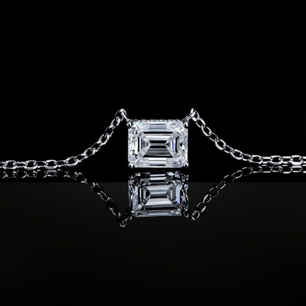 •The East-West Emerald Cut Necklace | 11*9 mm (approx. 4ct)