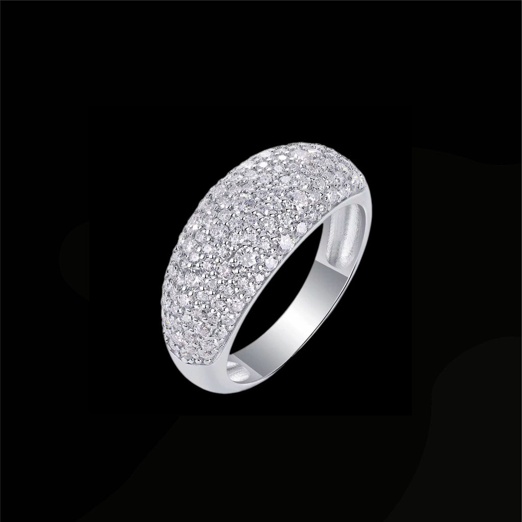 *Now Available in Gold -  ÉCLATINE Luxe Pavé Dome Moissanite Ring | Statement Sparkle