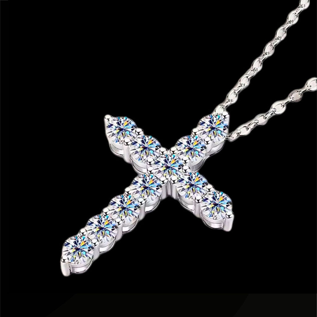 ÉCLATINE Grace Cross Pendant Necklace (925 Silver · White Gold Plated)