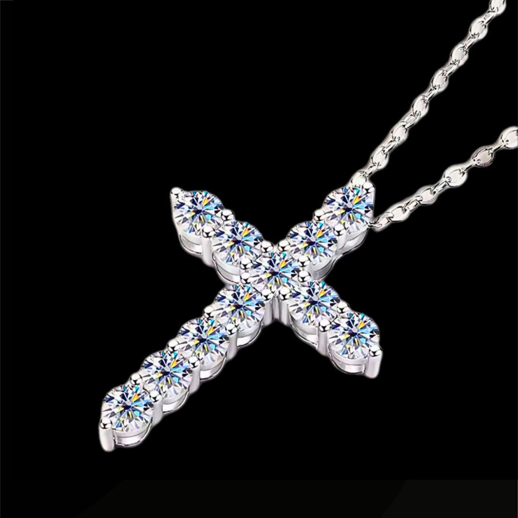 ÉCLATINE Grace Cross Pendant Necklace (925 Silver · White Gold Plated)