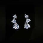 ÉCLATINE Trio 3-Stone Moissanite Earrings (925 Silver · White Gold Plated)