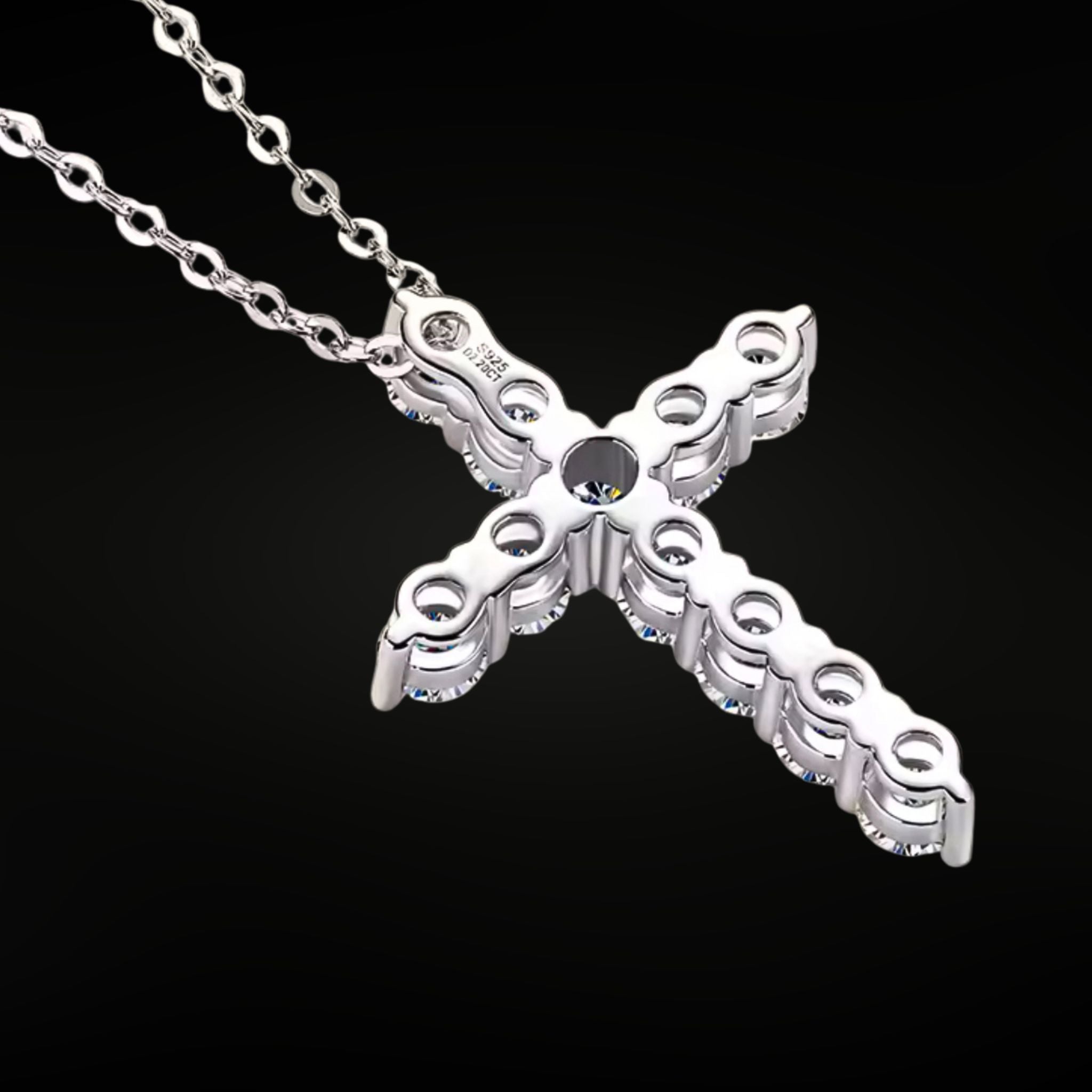 ÉCLATINE Grace Cross Pendant Necklace (925 Silver · White Gold Plated)
