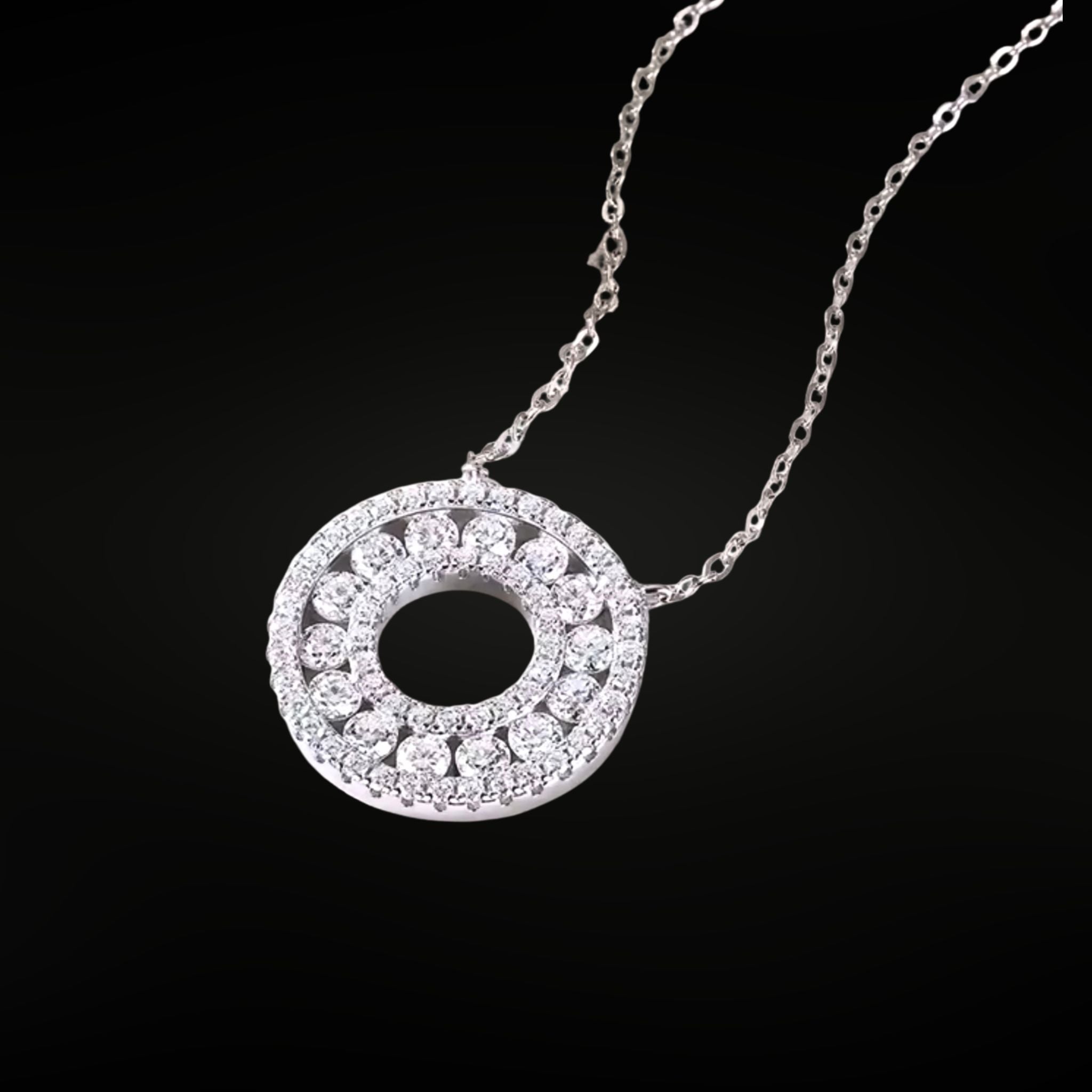 ÉCLATINE Love Open Circle Pendant Necklace (925 Silver · White Gold Plated)