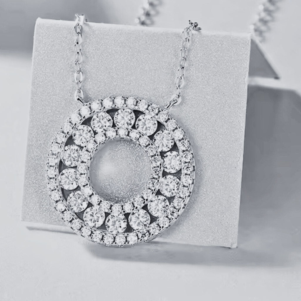 ÉCLATINE Love Open Circle Pendant Necklace (925 Silver · White Gold Plated)