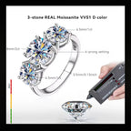 ÉCLATINE Trinity 3-Stone Moissanite Engagement Ring (2.0ct + 1.0ct × 2 | 925 Silver)