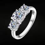 ÉCLATINE Trinity 3-Stone Moissanite Engagement Ring (2.0ct + 1.0ct × 2 | 925 Silver)