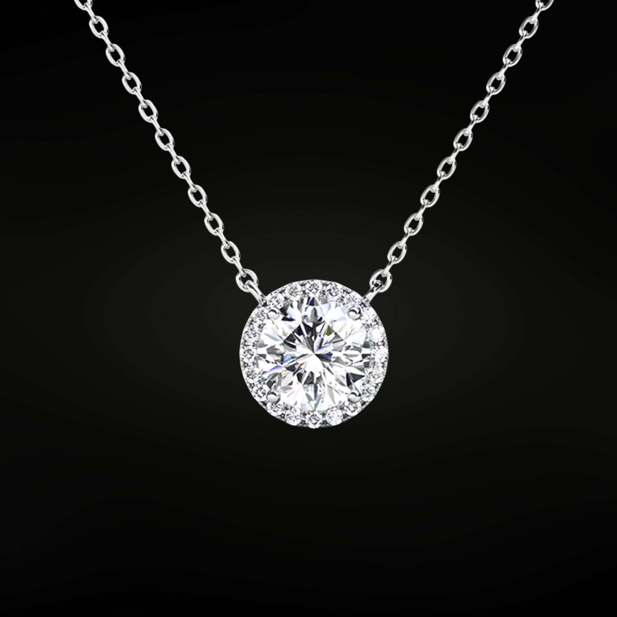 1 ct halo moissanite necklace