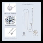 ÉCLATINE Quiey Luxury Halo Moissanite Pendant Necklace (1.0ct | 925 Silver)