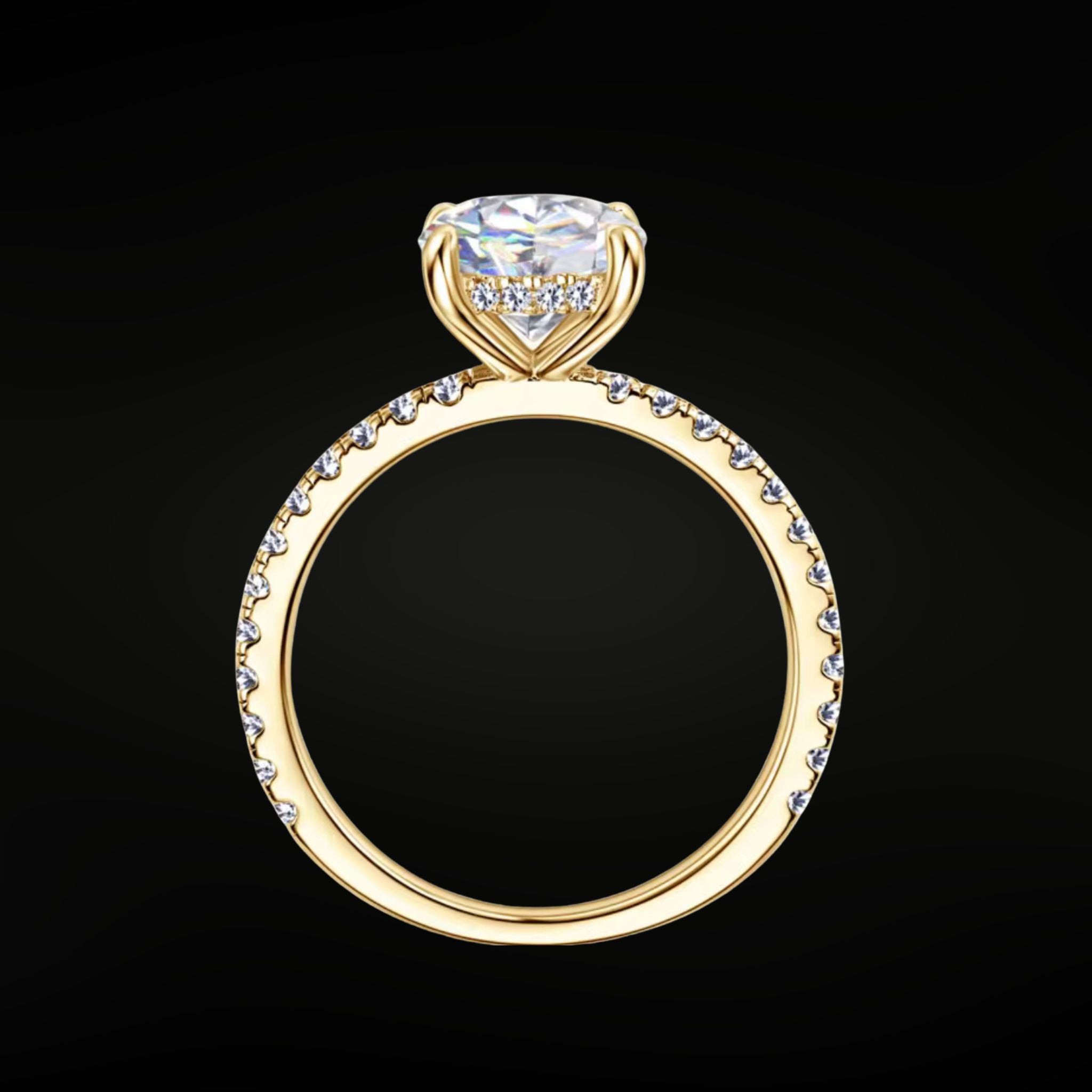 ÉCLATINE Classic 2.0CT Moissanite Solitaire Ring (925 Silver, Gold Plated)