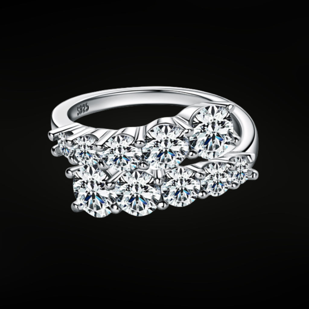 ÉCLATINE Arc Brilliance Multi-Row Moissanite Ring (925 Sterling Silver · White / Yellow Gold Plated)