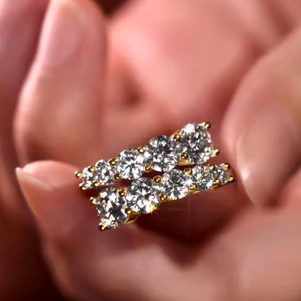 ÉCLATINE Arc Brilliance Multi-Row Moissanite Ring (925 Sterling Silver · White / Yellow Gold Plated)