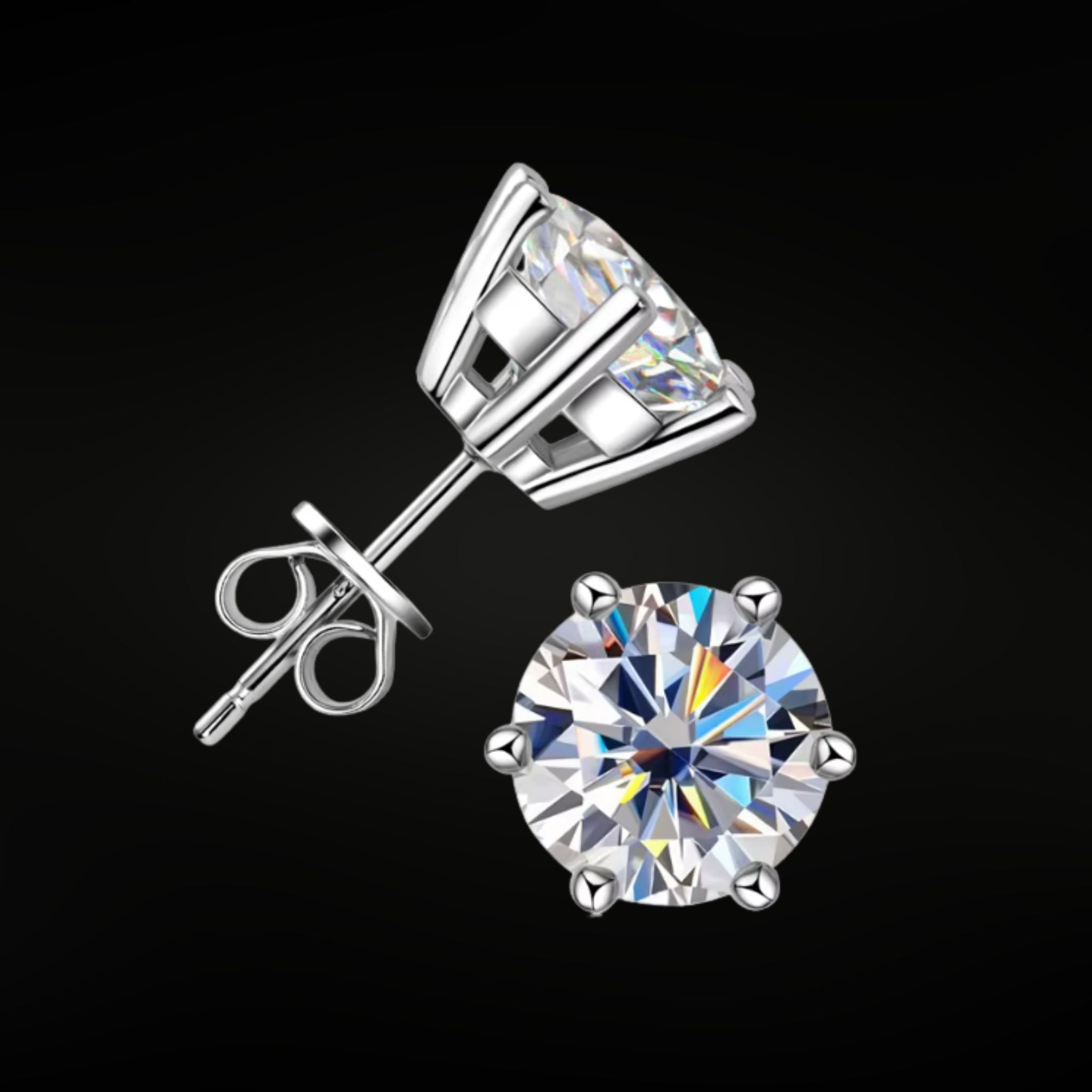 moissanite 6-prong stud earrings
