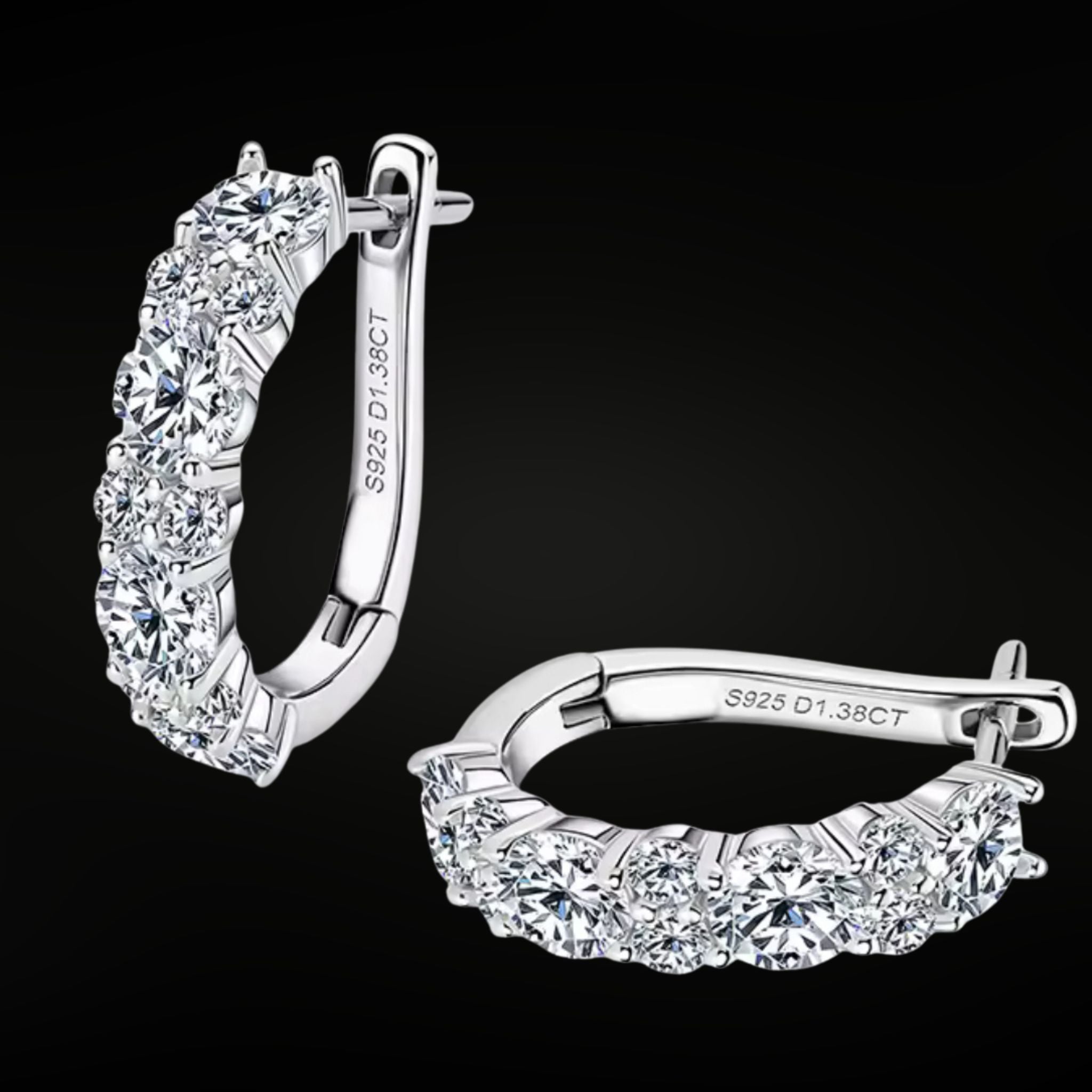 ÉCLATINE  2.76ct D Color VVS1 Moissanite Hoop Earrings · 925 Silver