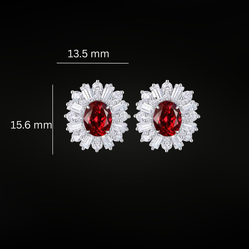 ÉCLATINE Royal Halo Earrings | Lab Sapphire Lab Ruby