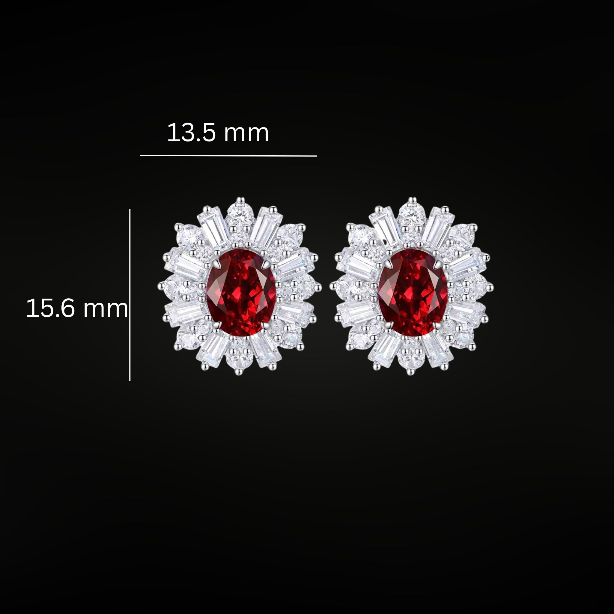 ÉCLATINE Royal Halo Earrings | Lab Sapphire Lab Ruby