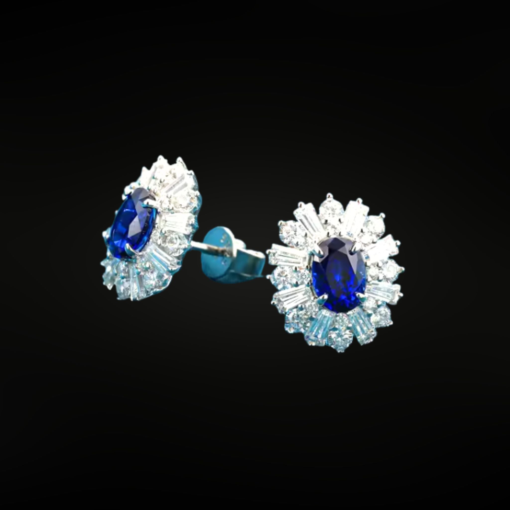 ÉCLATINE Royal Halo Earrings | Lab Sapphire Lab Ruby