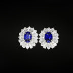 ÉCLATINE Royal Halo Earrings | Lab Sapphire Lab Ruby