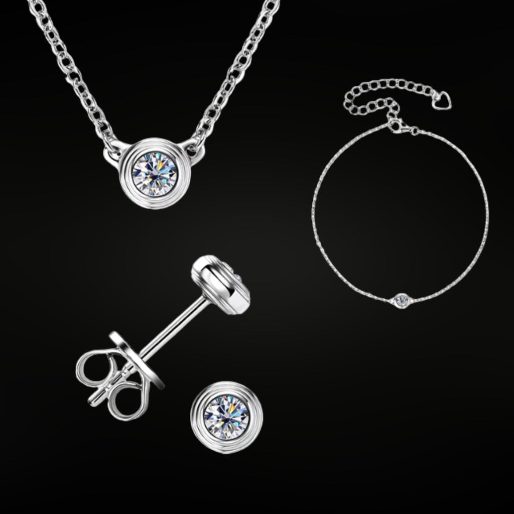🎁Grand Opening Special | ÉCLATINE Essential 3-Piece Moissanite Set (925 Silver)