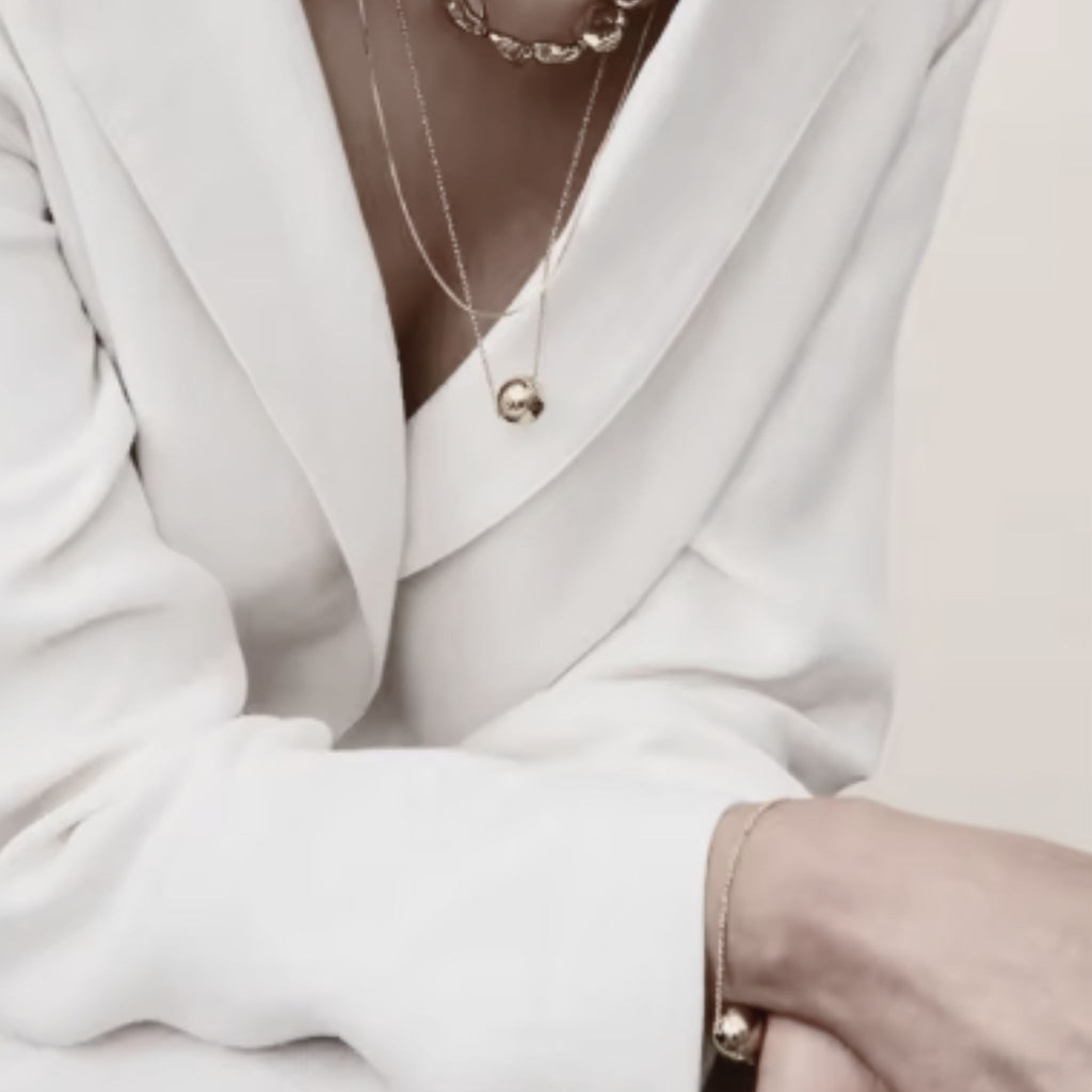 A year-end party essential- Golden Sphere Necklace and Bracelet set