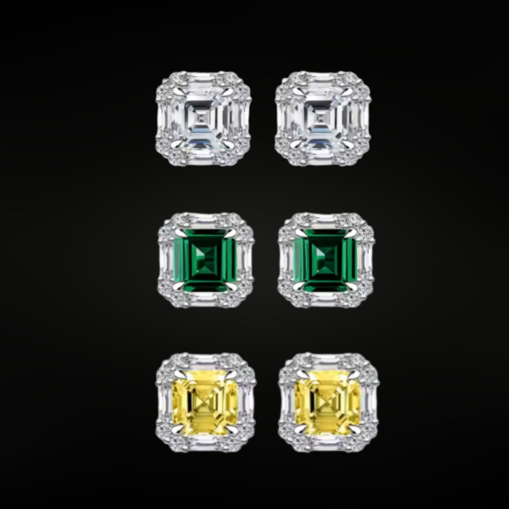 ÉCLATINE Made | Cushion Cut Color Gem Stud Earrings (2ct Each)